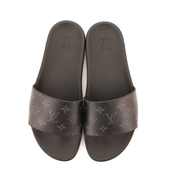 Louis Vuitton Men's Waterfront Mules Monogram Eclipse Rubber Black - Picture 2 of 5